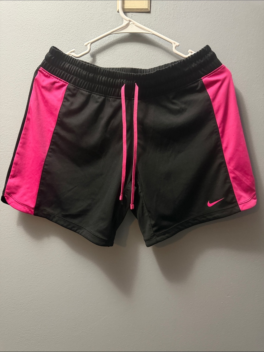 Nike Women's Black Shorts with Hot Pink Panels